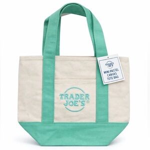 NEW Trader Joe’s Mini Canvas Tote - Pastel Green Mint